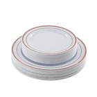 Rose gold plastic disposable dishes 30pcs 7.5" 30pcs 10.25"