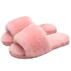 Ladies indoor soft warm women open toe slippers, luxury slieds house furry slippers
