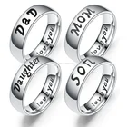 Personalized LOVE MOM SON DAUGHTER Ring Adjustable Customized Stainless Steel Letter Ring Engraved Family Ring
