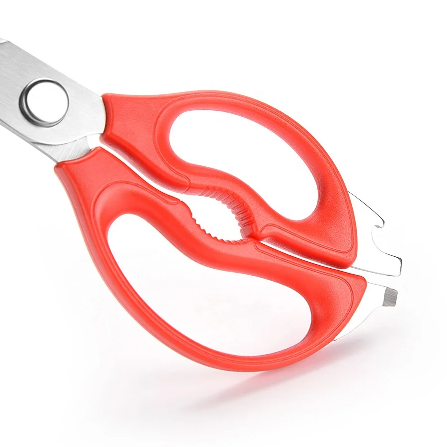 High Quality 8 Inch Pink multifunction Kitchen Scissors Shears with walnut cracker