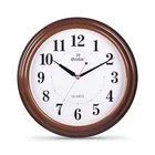 Cheap and simple 13-inch round plastic wood grain border Arabic numerals wall clock