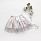 Factory Wholesale Cheap RTS Kids Tulle Skirt Ruffled Children Puffy Skirt Rainbow Fluffy Tutu Skirt Girl