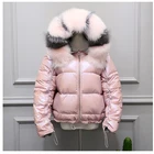 Fox Coat Fur Coat SF0467 Fashion Windproof Outerwear Oversize Fox Fur Hooded Puffer Down Coat For Woman