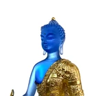 Exquisite And Beautiful Tealight Holder Statue Royal Blue Gild Home Decoration Medicine Buddha