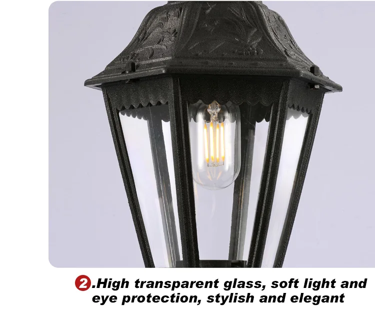 Retro Waterproof Outdoors Villa Courtyard Garden Gate Column Pillar Lights