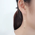Trendy Gold Plated Plain Sterling Silver Earring Line, Moon Star Charm Earring Dangle Wire