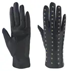 Wholesale Custom Fashion Rivet Perforation Design Women Sheepskin Leather Gloves