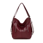 Designer pu leather convertible ladies tote messenger shoulder bag women backpack for girls