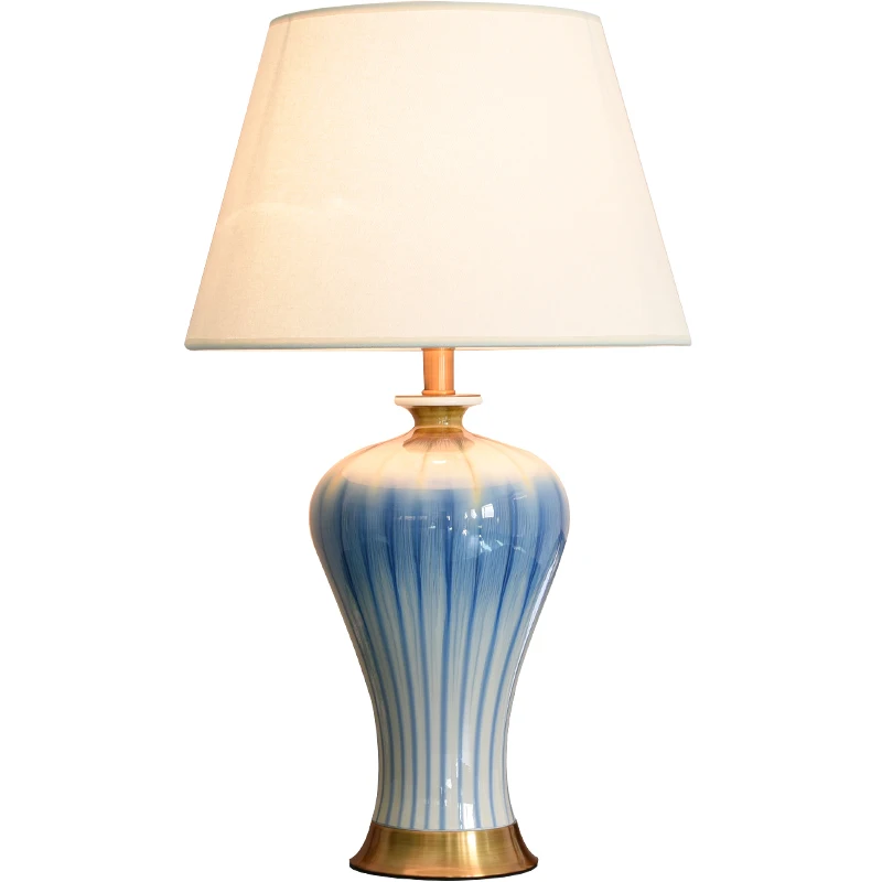 Chinese ceramic vase blue ceramic table lamp American desk light