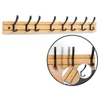 Coat Premium Bamboo 35-Inch 8 Hooks Wall Mounted Coat Rack Adjustable Floating Hat Rail Hanger For Entryway Office