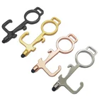Special Key Door Opener Tool Keychain Wholesale Special Design Key No Touch EDC Tool Door Opener Keychain For Decoration