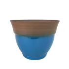 Outdoor Round Glazed Glazed Factory Direct Sale Outdoor Garden Round Style 2 Tone Glazed Plastic Planter
