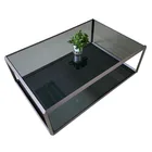 2020 living room furniture Aluminum rectangle coffee table set with glass