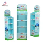 Friendly Material Cardboard Toy Display, Glossy Paper Small Cardboard Display Stand, 4 Tiers Floor Cardboard Display Shelf