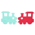 Blue Train Silicone Teether Baby Toys Blue BPA Free Silicone Food Grade Silicone Train Baby Teether