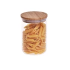 Food storage canister airtight round wooden bamboo lid glass jar pasta container