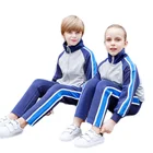 100 sets custom sweat top+sweatpants high quality Children school tracksuit Stylish Kids School Uniforms kids sweatsuit