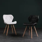 Upholstered PU White Black Nordic Cheap Wooden Leather Room Modern Restaurant Dining Chair