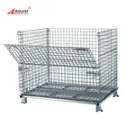 Industrial Foldable Stain Steel Pallet Box Collapsible Wire Mesh Container Stackable Metal Storage Cage For Warehouse