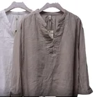 Top Solid Color Long V-neck Long-sleeved Blouse Top