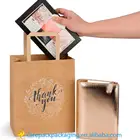 Gift Bags with Thank You Print Premium bolsas de papel White Kraft Paper Bags with Handles for Wedding