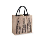 Custom printed high quality jute wine bottle tote shopping bags