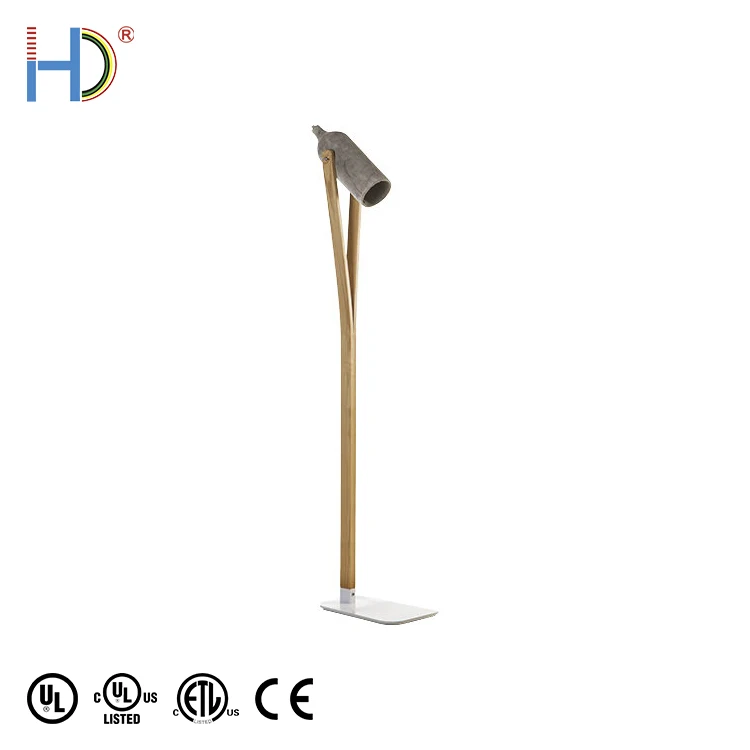 Save Cost Vintage Hotel Standing Wood Gray Concrete Shade Floor Lamp