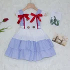 Wholesale children's boutique bow light blue dress summer dress kids designers gowns