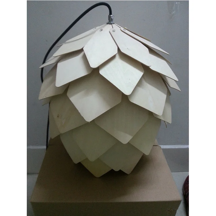 Handmade pinecone shape natural basswood chandeliers for restaurant hotel villa pendant light