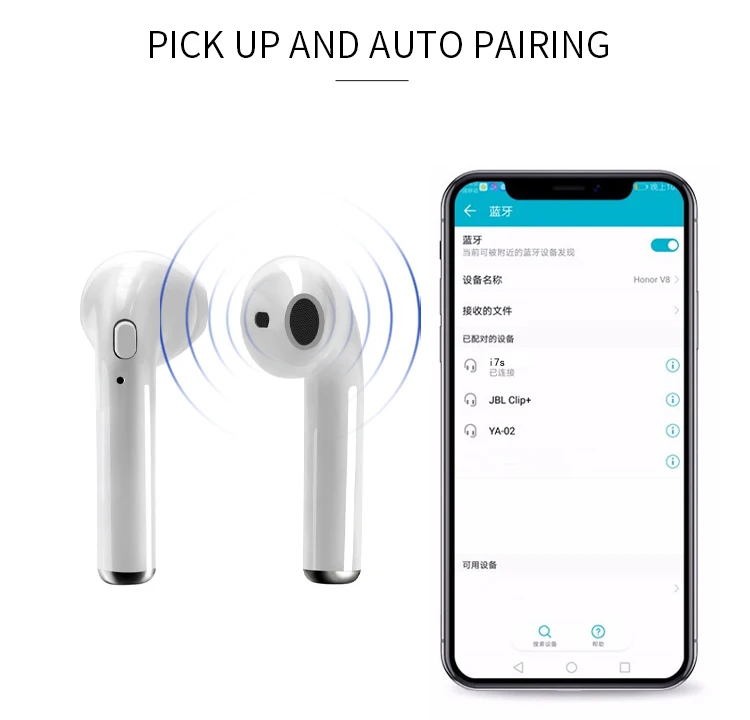 Tws I7S V5.0 A2DP Stereo Earphones Noise Cancelling Blue Tooth Headphone Wireless Earbuds For Amazon - ANKUX.COM
