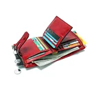 Free shipping 1piece genuine leather double zipper women wallet