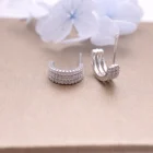Hoop Earrings SayYes Wholesale 925 Sterling Silver Zircon Hoop Stud Earrings Platinum Plated For Women