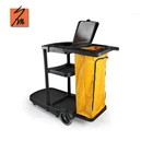 Janitorial Cleaning Supplies Folding Service Used Hotel Housekeeping Cleaning Trolley Black Cleaning Cart With Cover