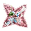 Custom lady scarves gift women style 90cm tulips flower silk satin scarves