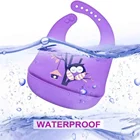Baby bibs waterproof silicone toddler infant feeding soft animal roll up