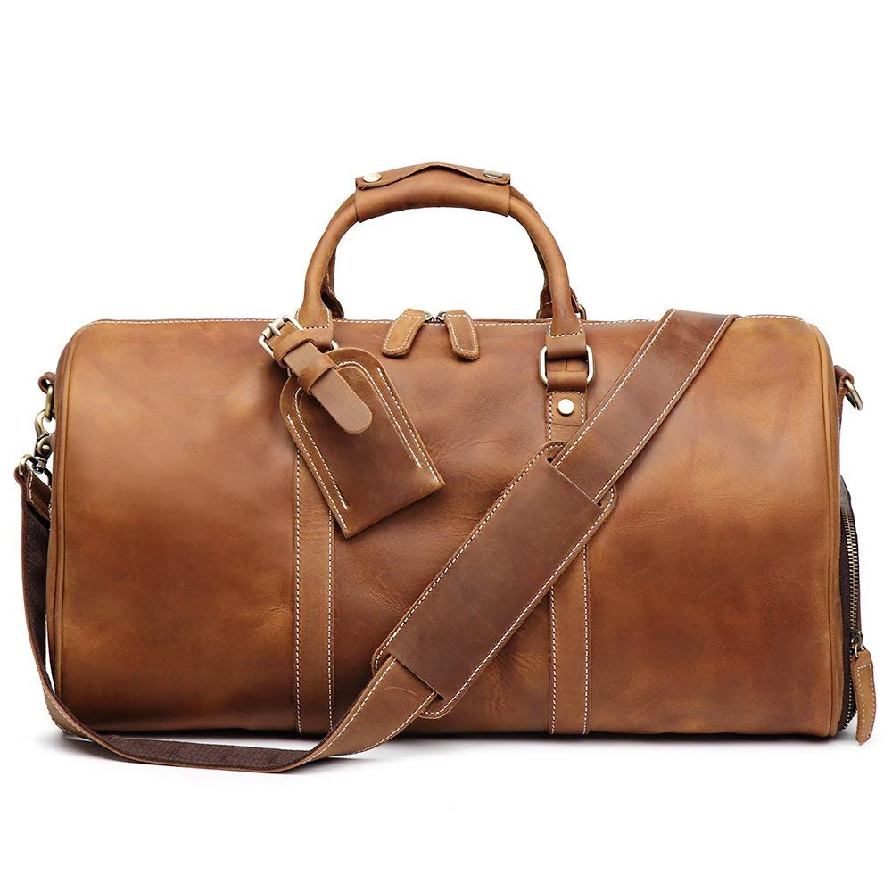 leather holdall with shoe compartment