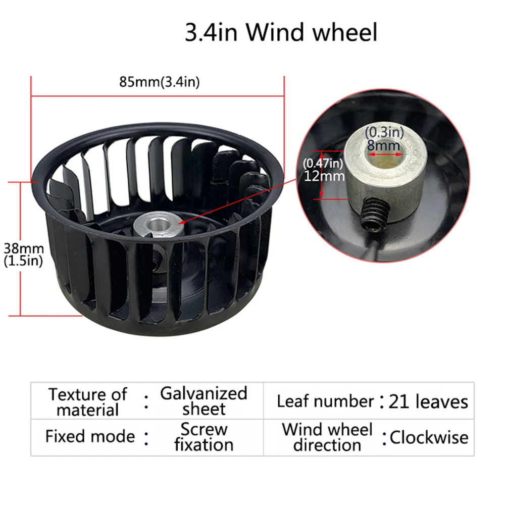 Impulsor de três polegadas, roda de ventilador centrífugo, impulsor sirocco, detalhes de venda direta on-line de alta qualidade