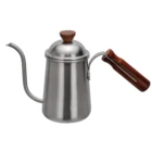 Professional 18/8 Stainless Steel Stovetop Coffee Pot Easy Grip wood Handle Gooseneck Drip Coffee Kettle with Wood Hand
