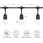 Christmas Tree Decoration String Lights S14 Black Cable with E27 Hanging Sockets