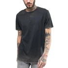 China suppliers custom longline t shirt acid wash men black t shirt