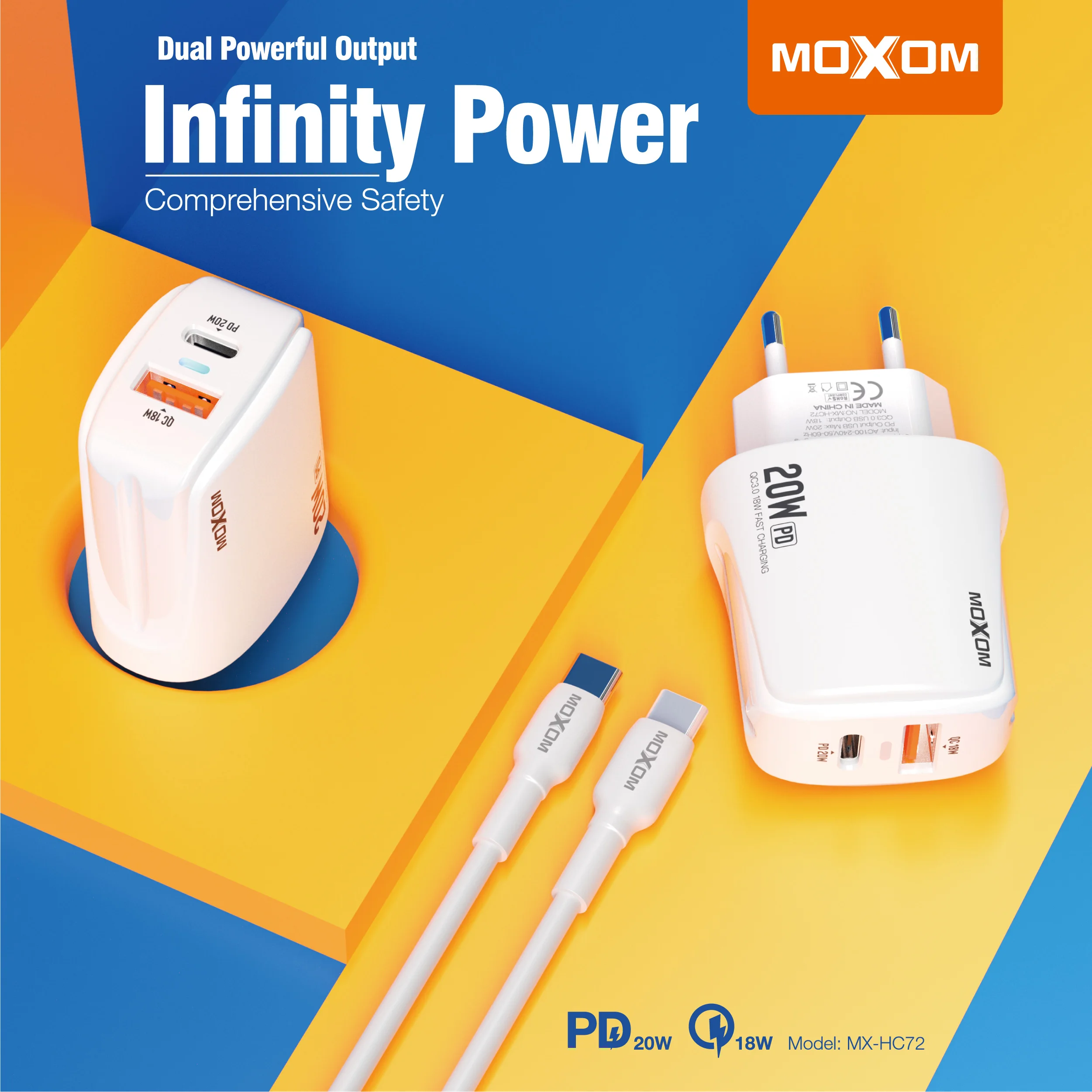 Moxom Hc Pd W Qc W Fast Travel Smart Charger Adaptive And