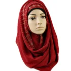 New 2019 Arab Islamic fashion glitter hijabs pure color muslim women plain cotton scarf hijab