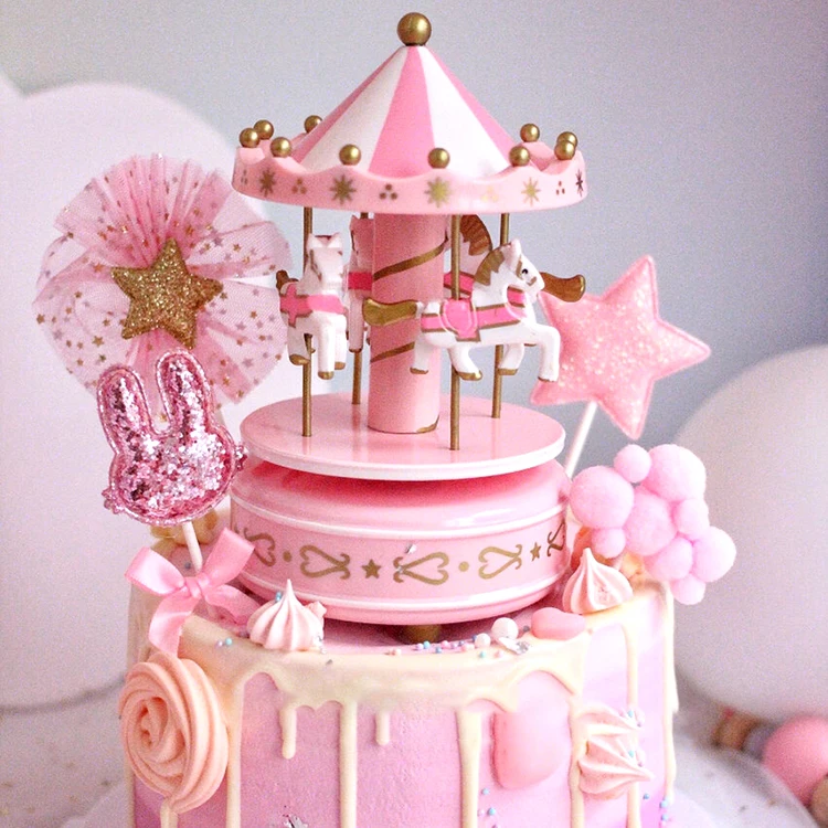 Carousel Cake Topper Kids Birthday Wedding Party Supply Cupcake Decor Tools Hs,Silk Saree Designs Catalogue Blouse Design