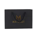 Black glossy fashion manufactures wholesale custom craft paper shopping bag gold foil stamp logo gift bag