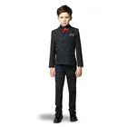 New style grey stripe lapel double breasted boy black suit for children