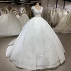 2019 Luxury Lace Beading Ball Gown Wedding Dress Bride Gown
