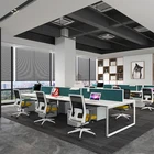 top quality 6 seater desk metal leg white steel desk office furniture
