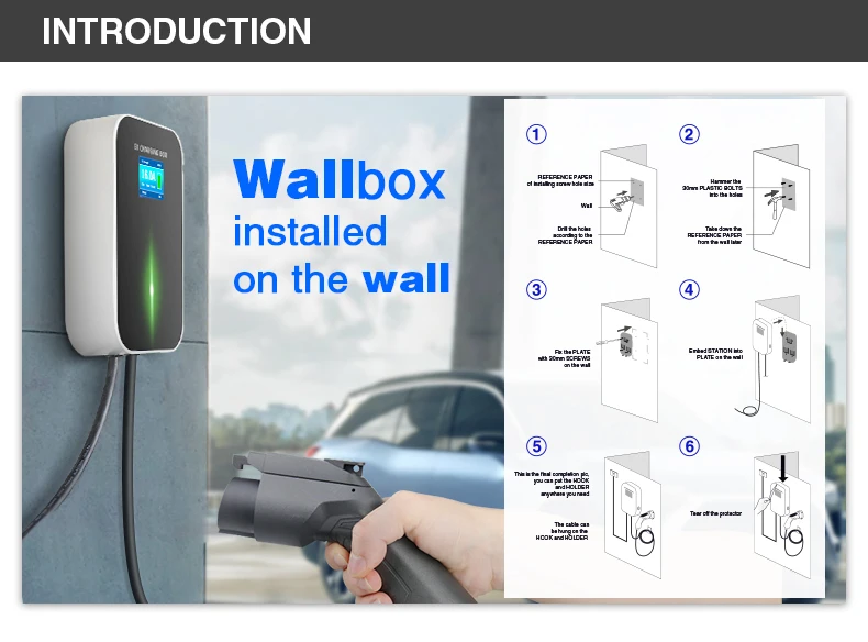 16a sae j1772 electric vehicle wallbox portable evse charge