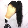 SHY 130%Density #1b 18inch Pony Tail Straight Indian Hair Full Lace Wig With Preplucked Hairline Single Knots Bleached Knots