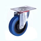 hesther castor 4 inch 100 mm blue elastic rubber caster wheels for carts